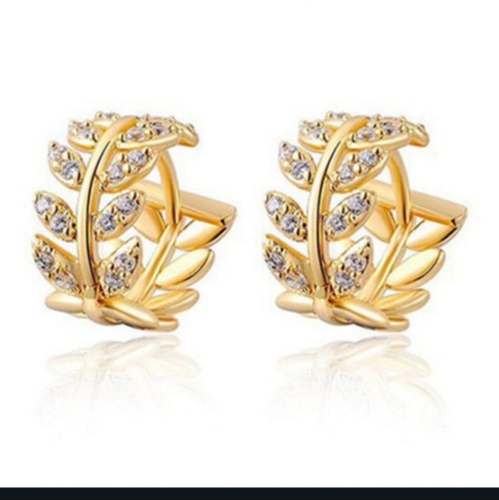 Pretty Small Huggie Hoop earrings in GOLD with CZ's